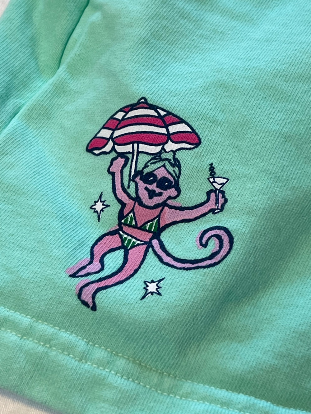 Roller Rabbit Monkey Sweatshorts Mint Green Size S